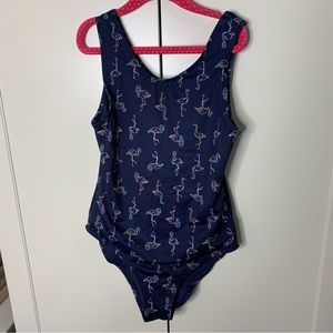 Girl’s City Streets Flamingo Print One-Piece Swimsuit